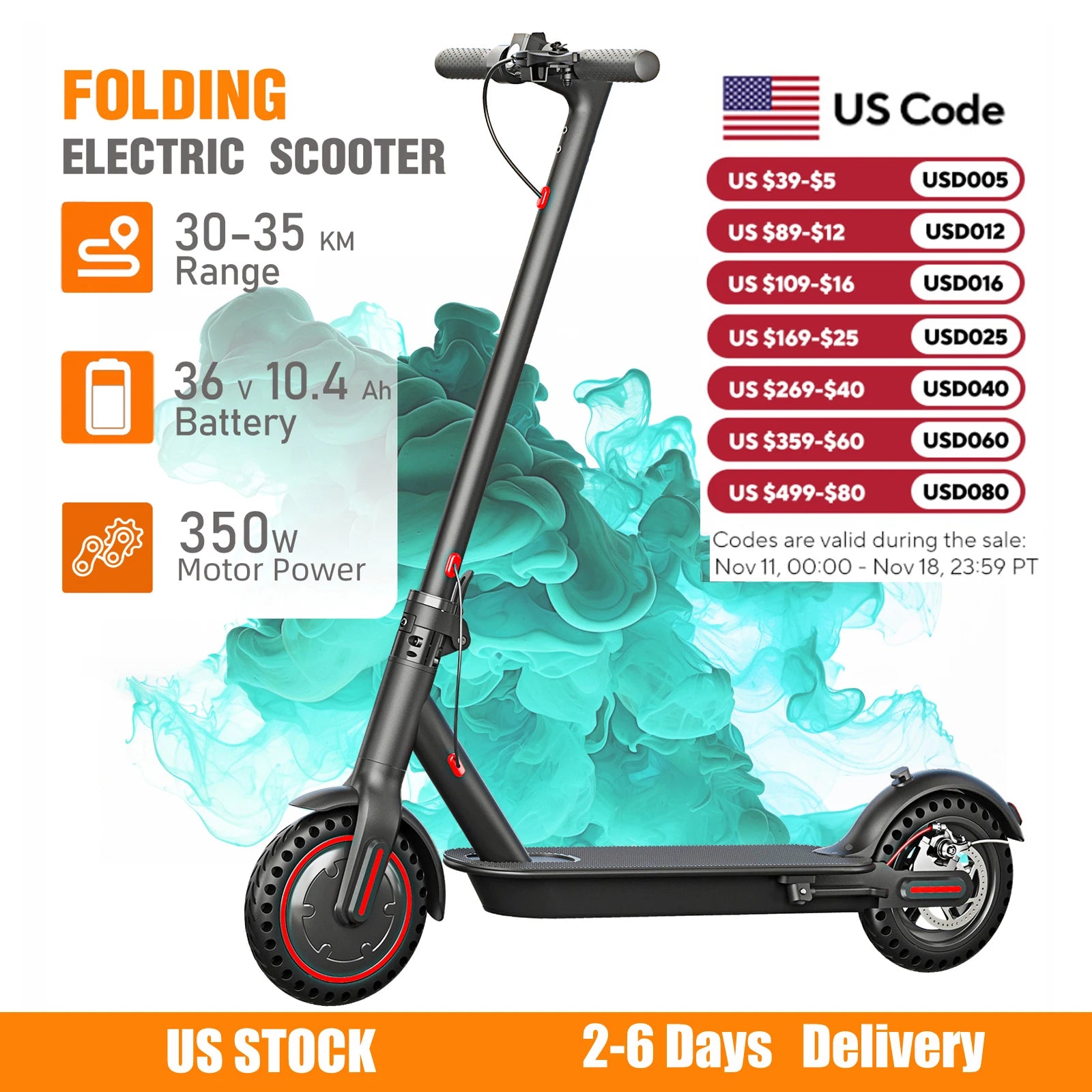 350W Foldable Electric Scooter for Adults Teens,Explosion-proof Tires,Dual Brake System Lightweight High Quality E-scooter