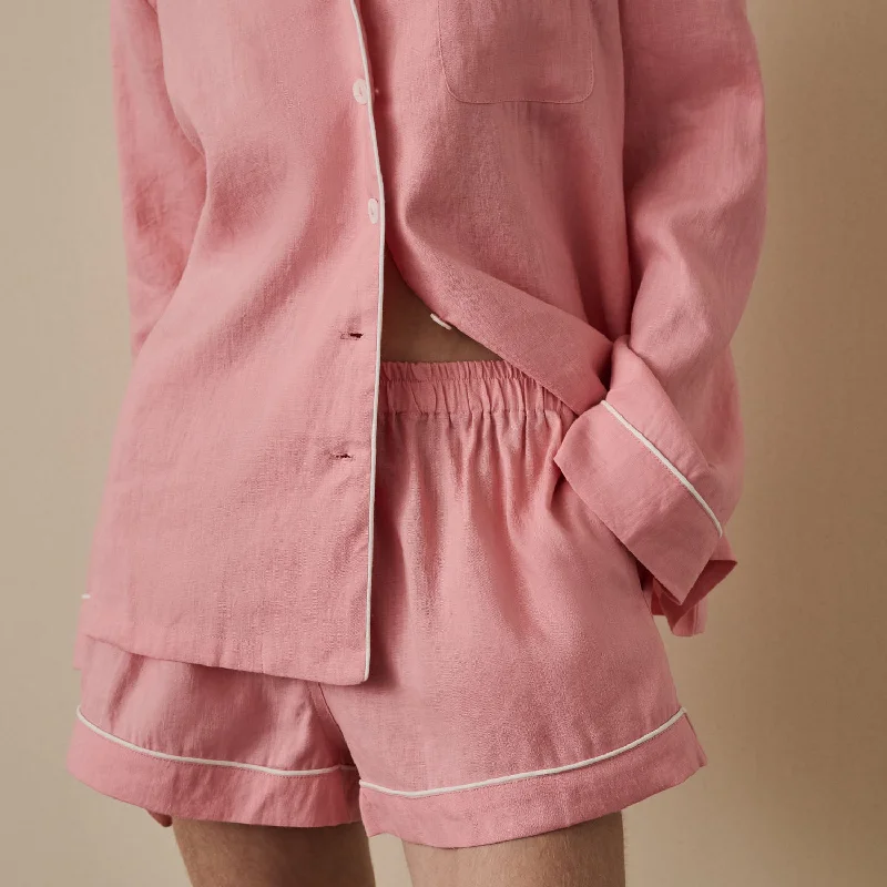 Pink Bloom Linen Pajama Shorts