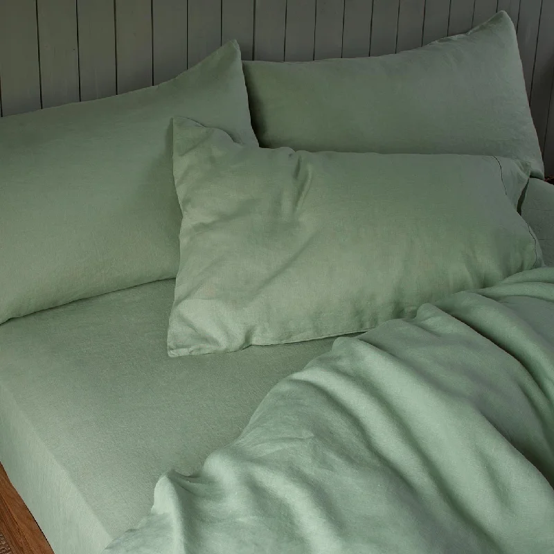 Sage Green 100% Linen Fitted Sheet