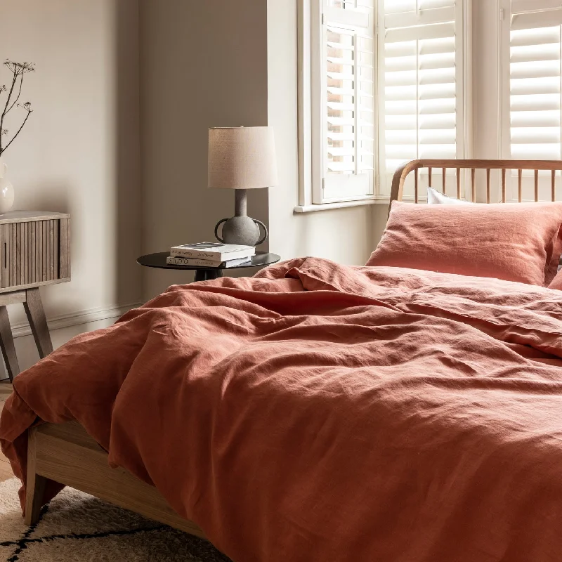 Burnt Orange 100% Linen Pillowcases (Pair)