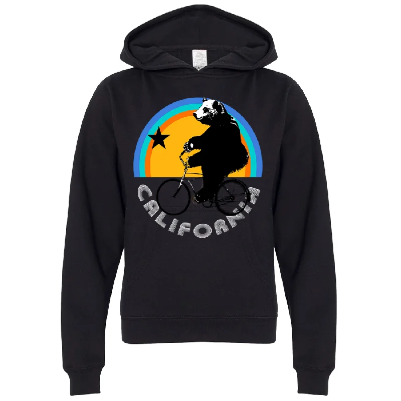 California Bear On Bike Premium Youth Sweatshirt Hoodie