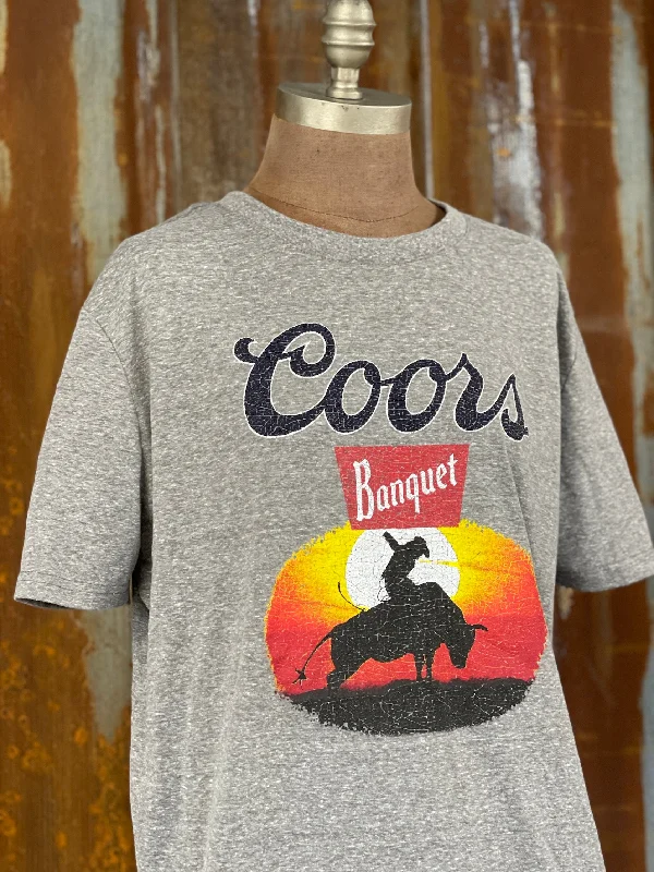 Coors Banquet Rodeo SUNSET COWBOY Tee- Heather Grey