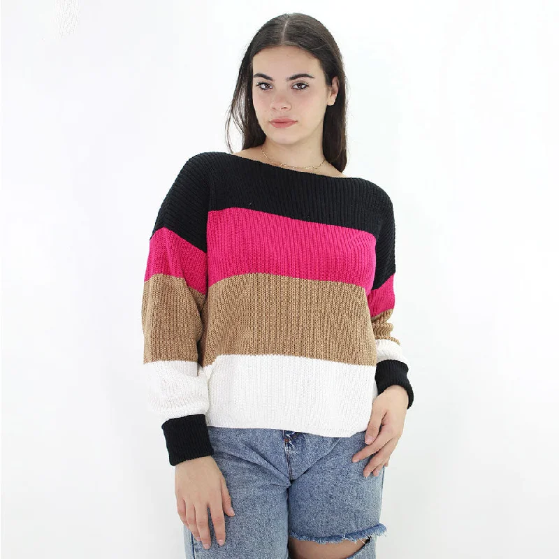 Women's Wool Color Block Sweaters,Multi