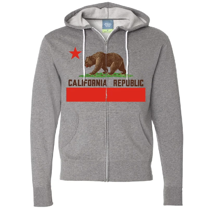 Don Pimentel California Republic Bear Flag Brown Text Zip-Up Hoodie