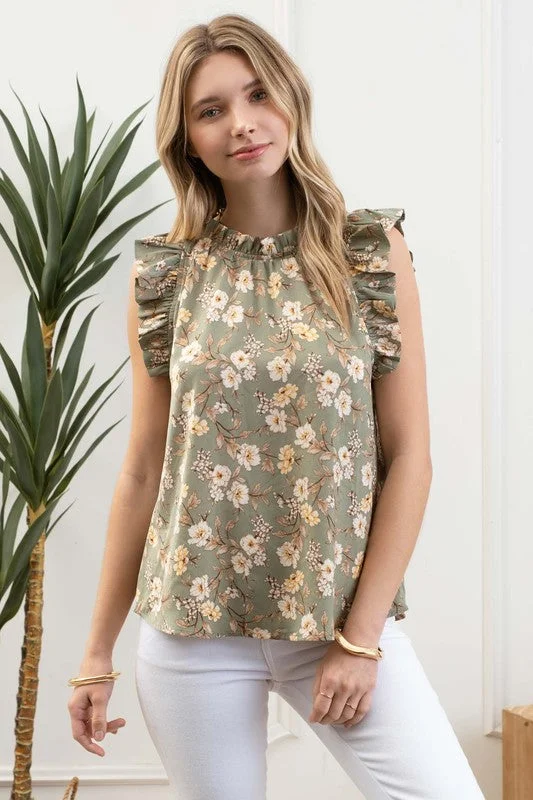 Sally Floral Ruffle Top