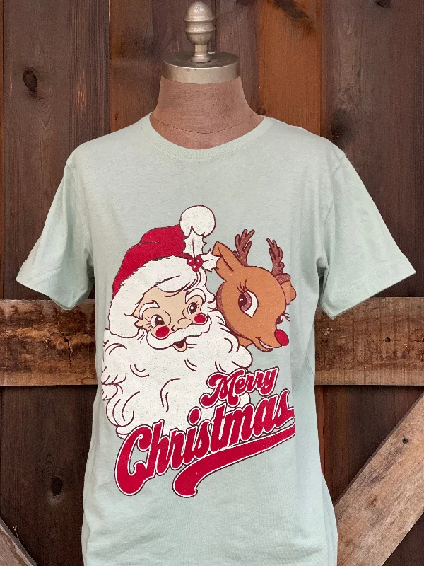 Merry Christmas Tee- Washed Sage Green