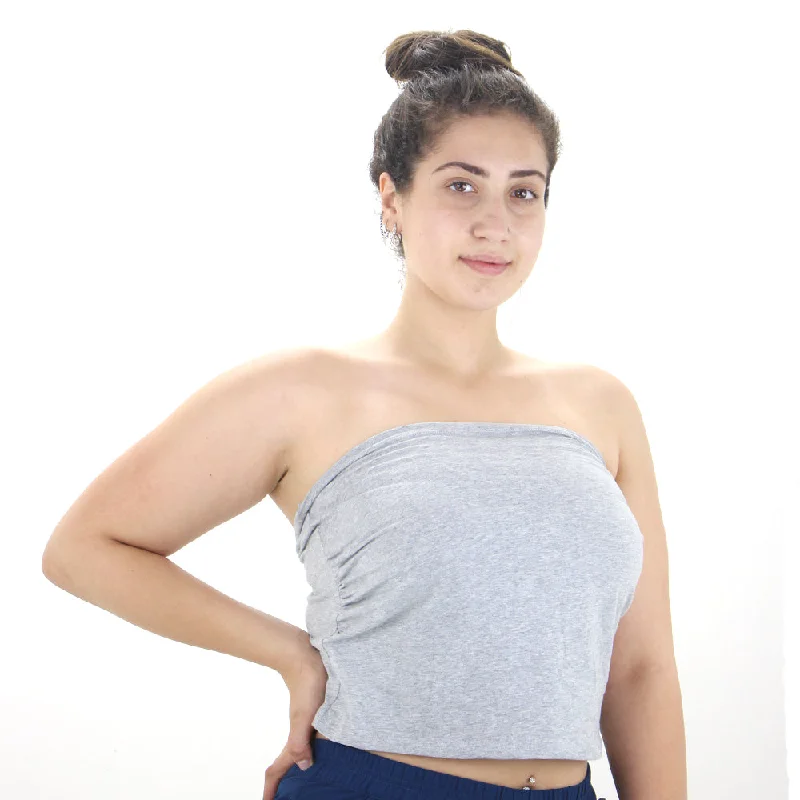 Women's Off Shoulder Crop Top,Light Grey