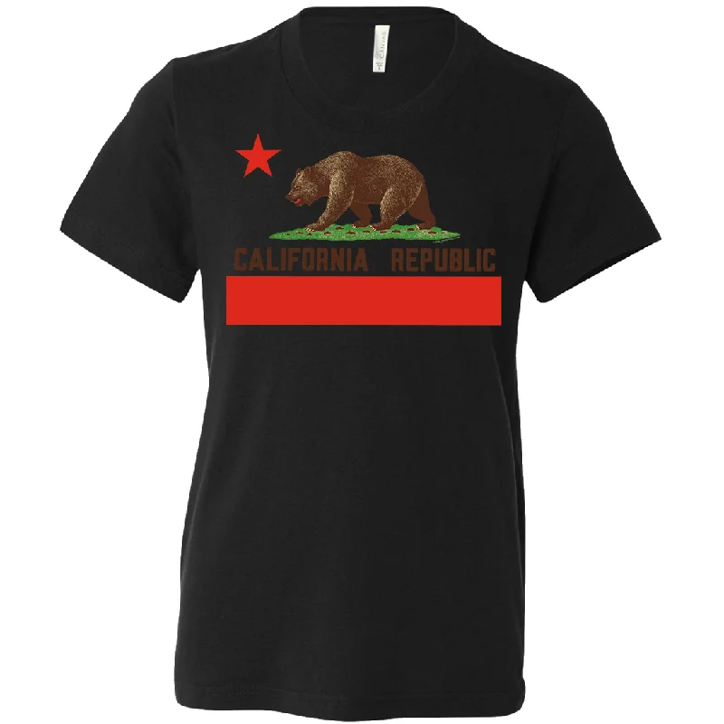 Don Pimentel California Republic Bear Flag Brown Text Asst Colors Youth T-Shirt/tee