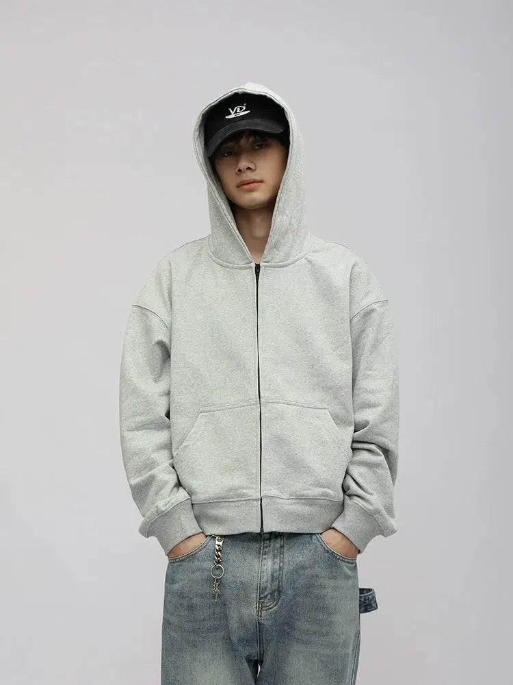 Basic Fleece Hooded Sweatshirt Jacket