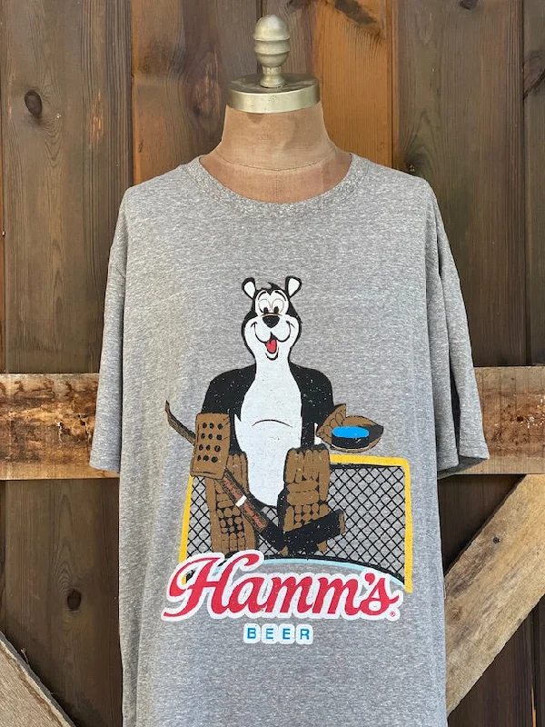 Hamm's HOCKEY GOALIE Bear Graphic Tee- Heather Grey