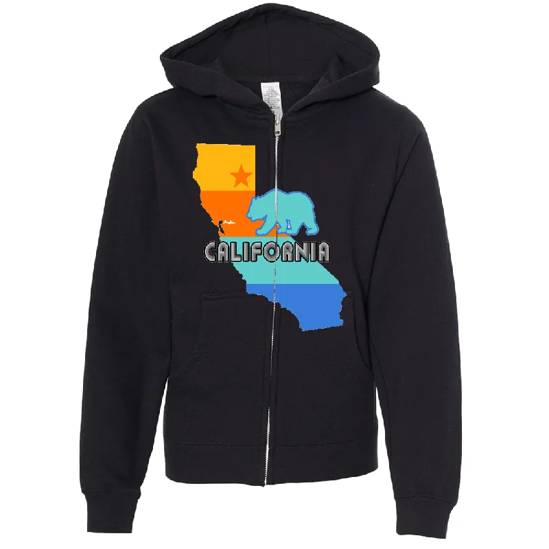 California Bear State Stripes Premium Youth Zip-Up Hoodie