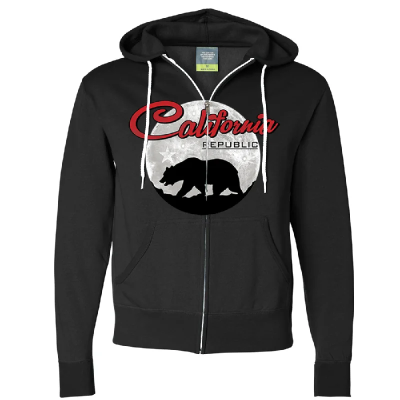 California Republic Full Moon Bear Zip-Up Hoodie