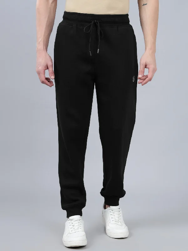 Men's Black Solid Winter Track Pant