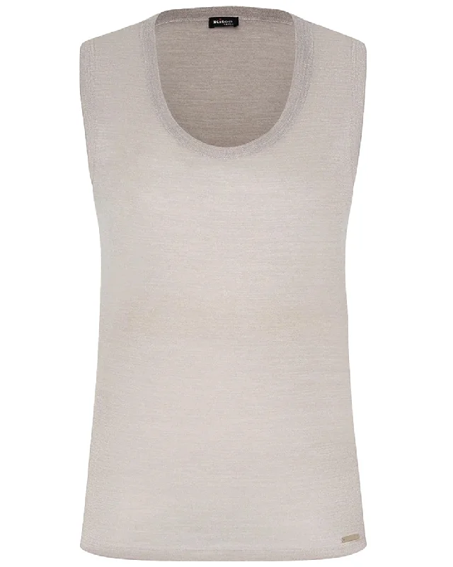 Beige Metallic Sleeveless Tank