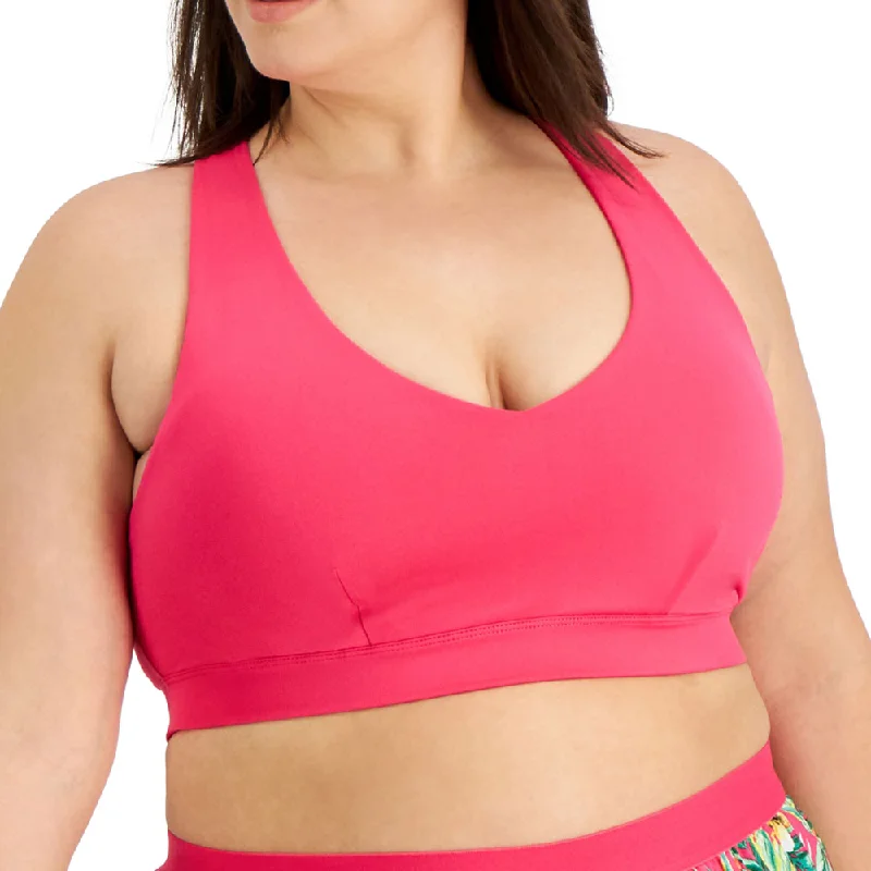 Women's Plain Plus Size Match Set Sports Bra,Fuchsia