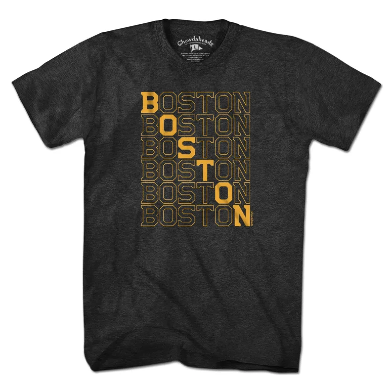 Black & Gold Boston Stacked T-Shirt