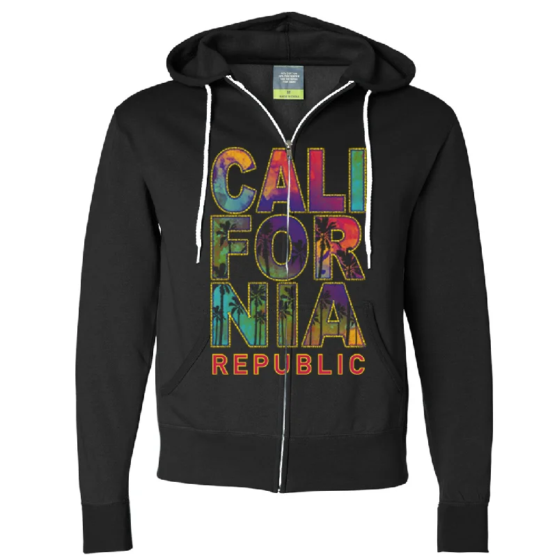 California Pastel Stitched Style Zip-Up Hoodie