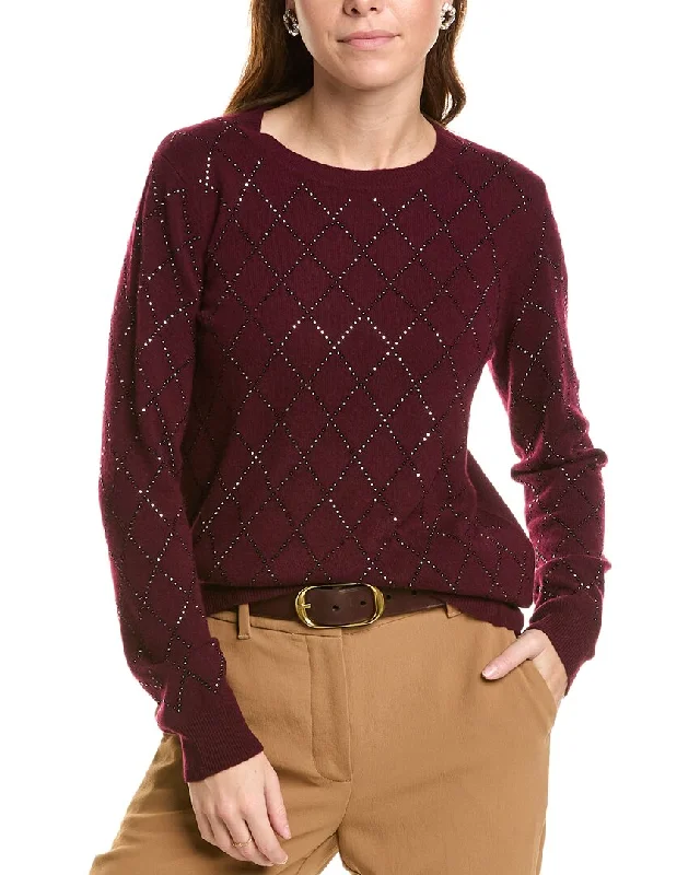 sofiacashmere Heatset Diamond Crewneck Cashmere Sweater