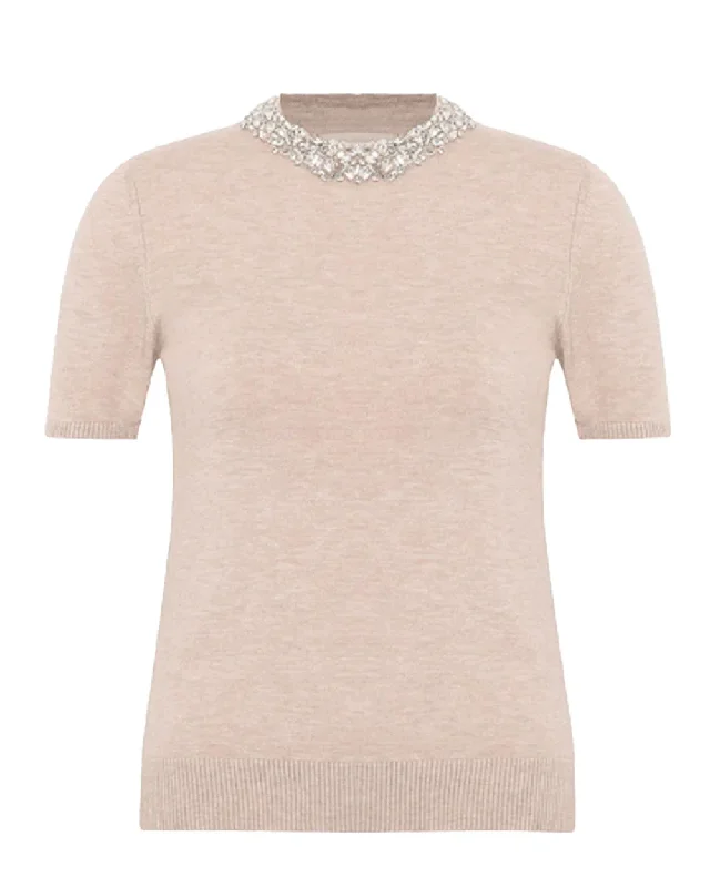 Ivory Nomia Embellished Knit Tee