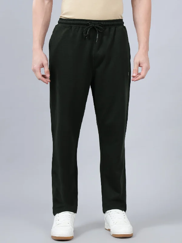 Men's Bottle Green Solid Winter Track Pant