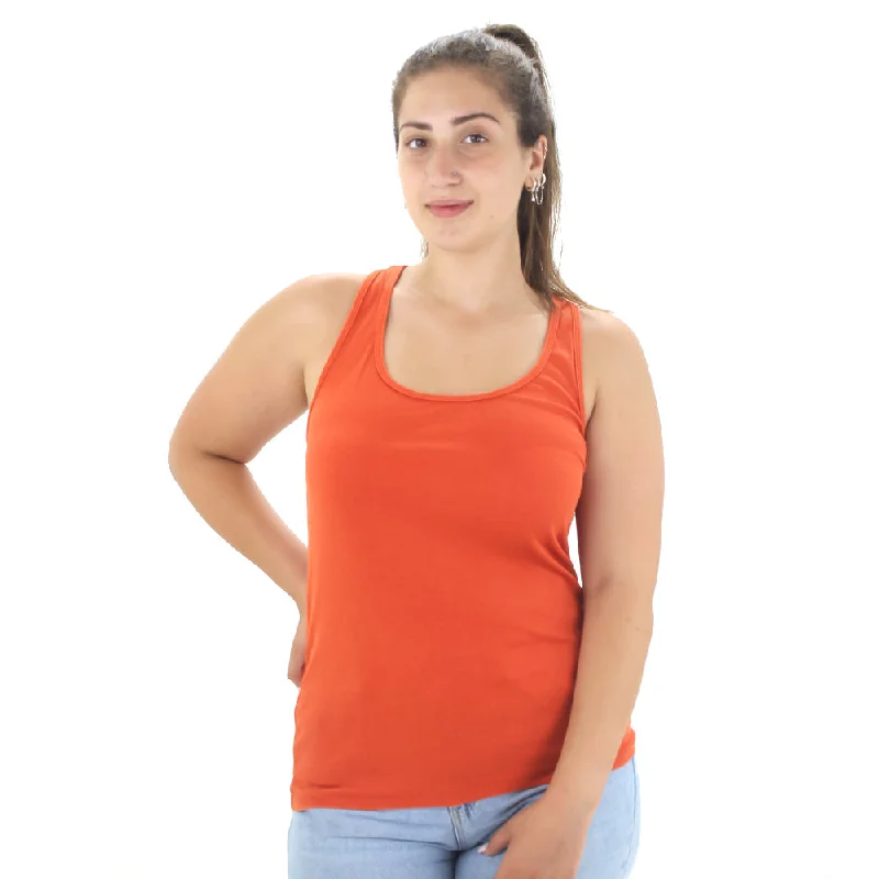 Women's Ribbed Sleeveless Top,Orange