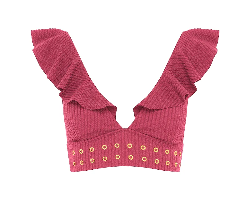 Sunrise Frill Bikini Top | Raspberry