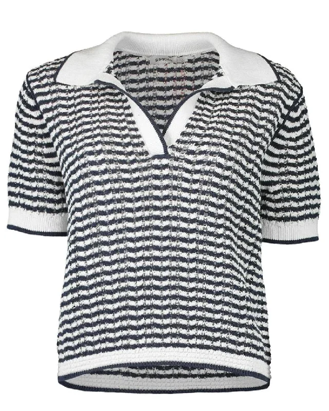 Midnight Stripe Kenzie Short Sleeve Polo