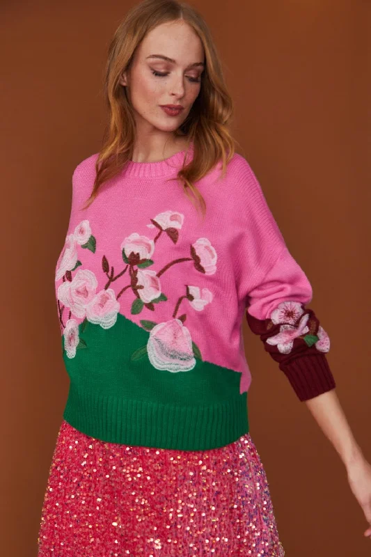 Pink Flora Sweater