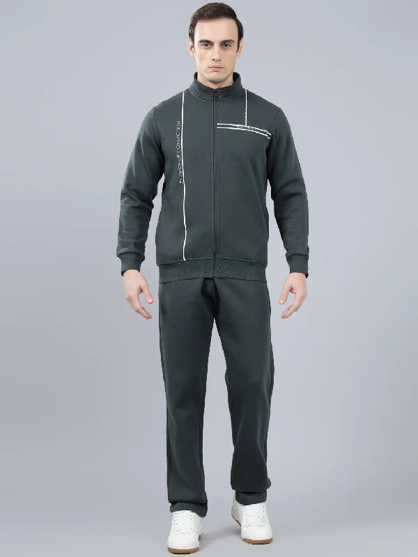 Men's Grey Printed Winter Track Suit