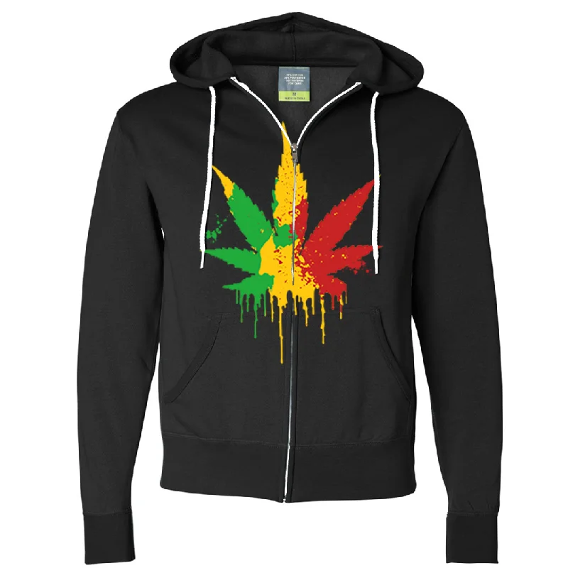 Rasta Pot Leaf Zip-Up Hoodie