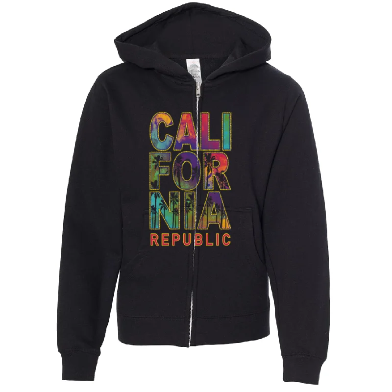 California Pastel Stitched Style Premium Youth Zip-Up Hoodie