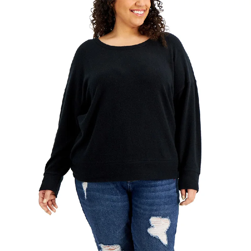 Women's Slit-Back Fleece Top,Black