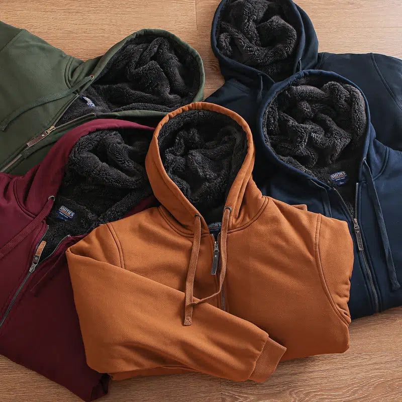 Sherpa Fleece Hooded Sweatshirt Jacket