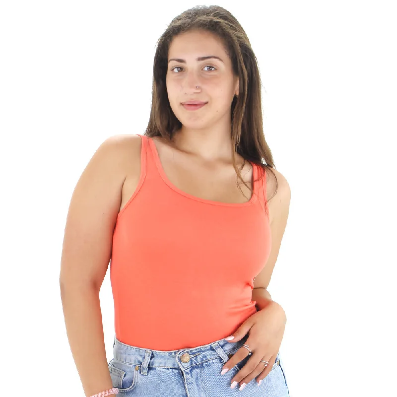 Women's Solid Sleeveless Top,Coral