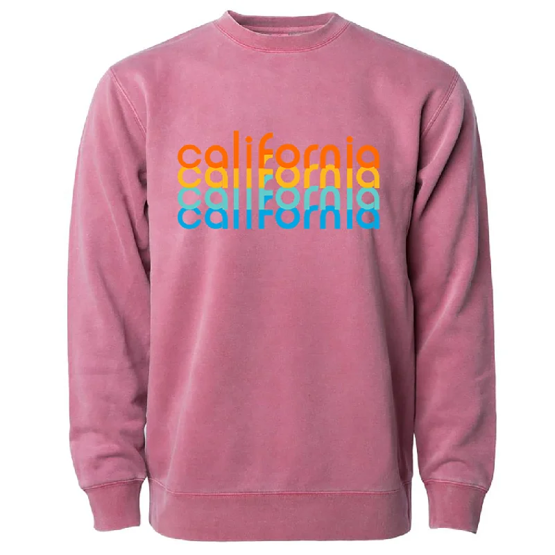 California Repeat Text Pigment Dyed Crewneck Maroon