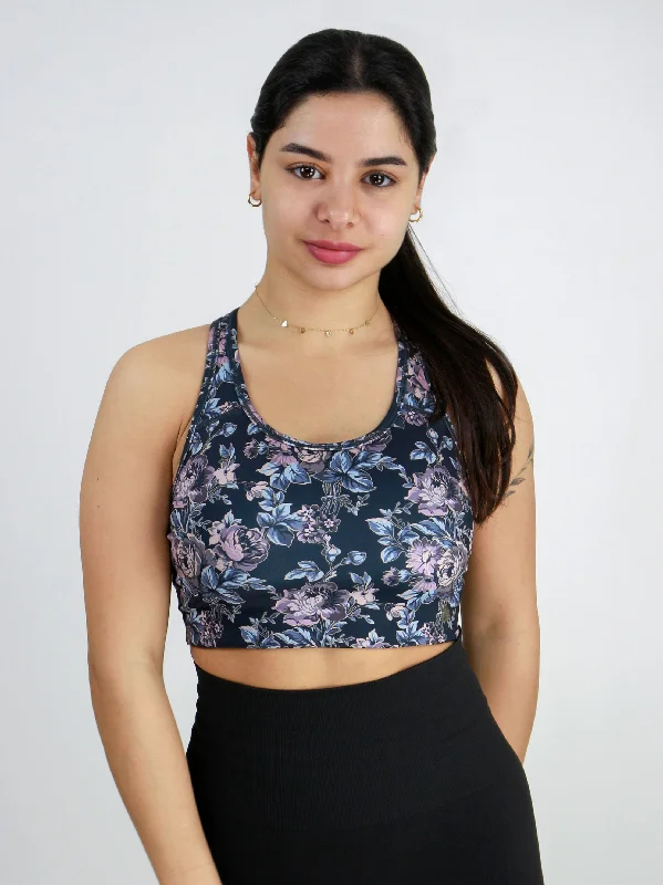 Women's Stretchy Floral Print Sport Bra,Multi