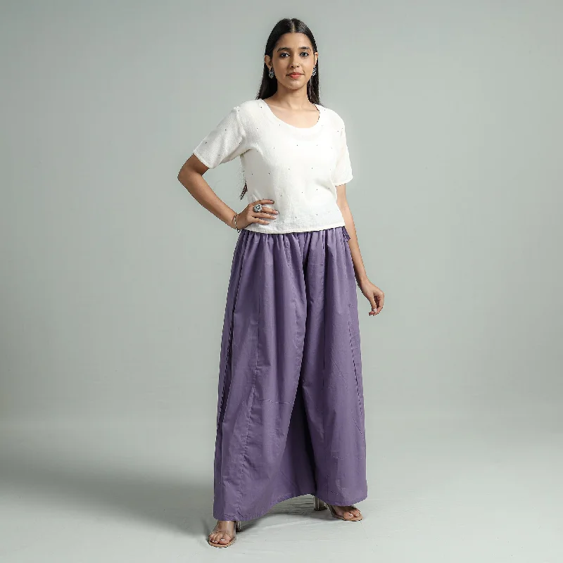 Cozy Footwear Purple - Plain Dyed Cotton Flared Palazzo