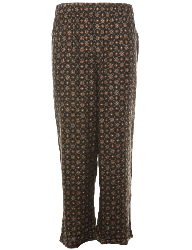 Black & Brown Patterned Printed Trousers - W24 L26