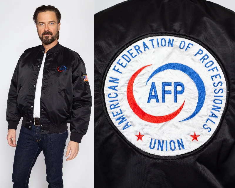 Large 90s American Federation Of Professionals Union Bomber Jacket