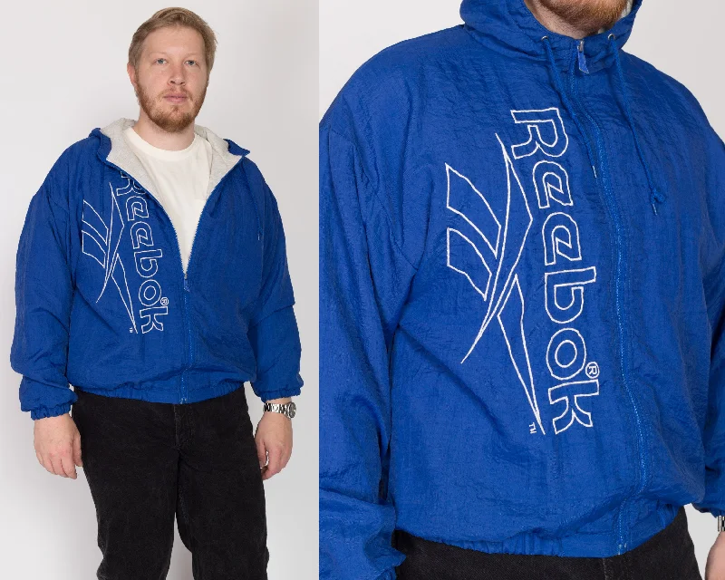 Large 90s Reebok Blue Hooded Big Logo Windbreaker