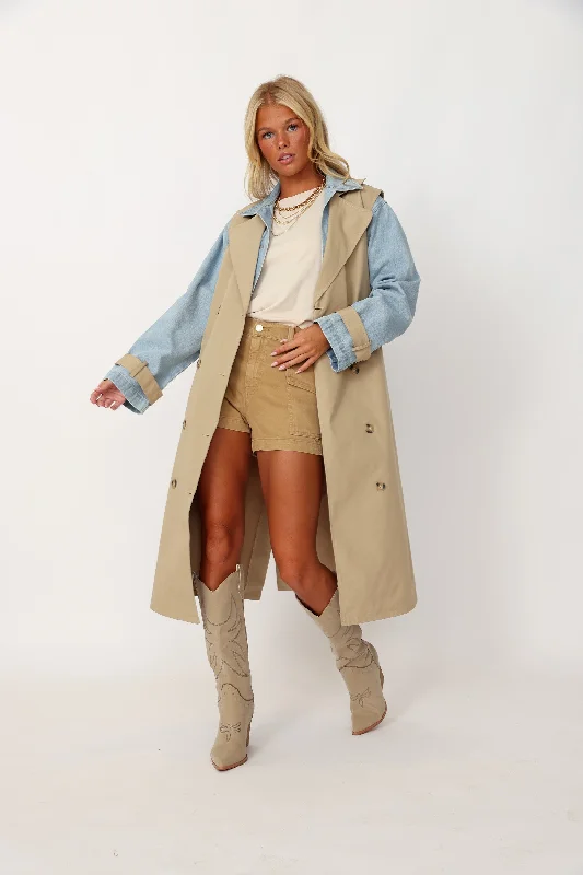 Leslie Layered Trench Coat with Denim Jacket