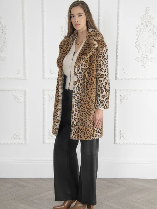 Signature Loretta Recycled Vegan Faux Fur Coat | Leopard