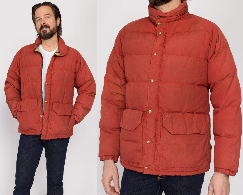 Medium 70s Rust Red Down Fill Puffer Winter Coat