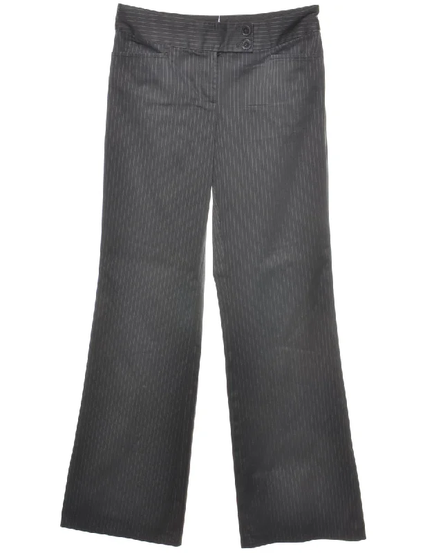 Pinstriped Black Trousers - W30 L32