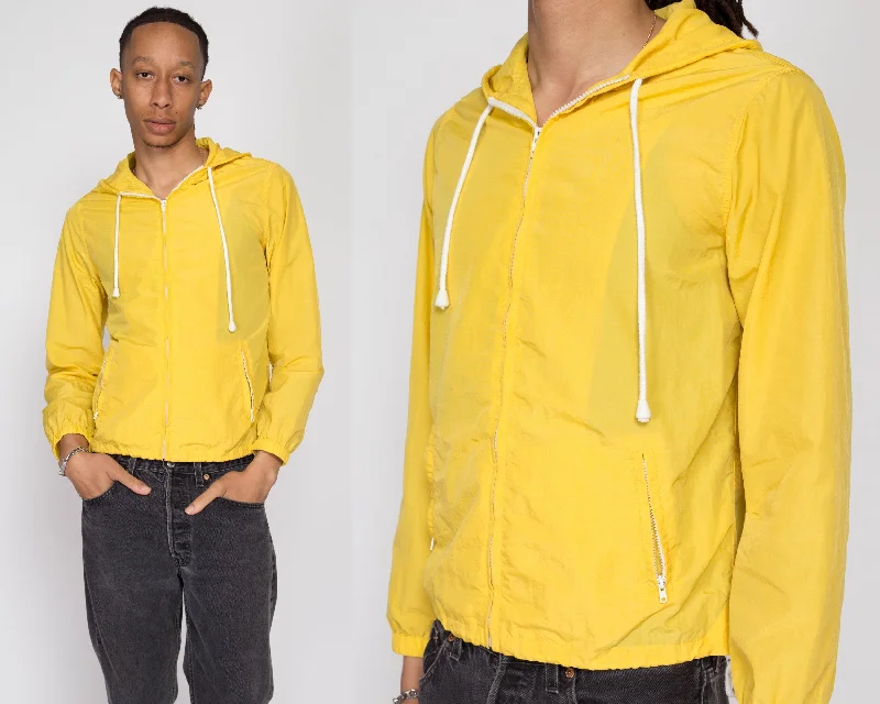 Small Y2K Yellow Hooded Windbreaker