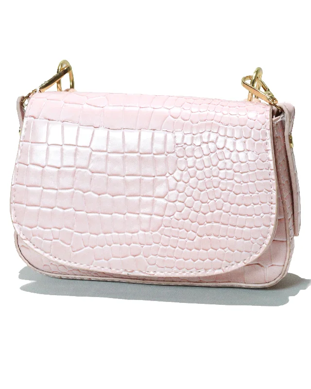 Party Wear Pale Pink Texture Embellished Bag