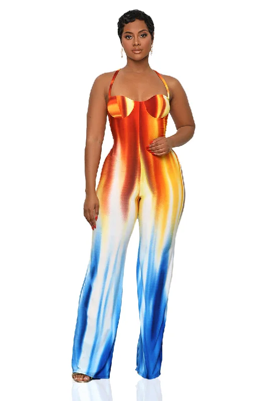 Fire And Ice Jumpsuit (Orange Multi)- FINAL SALE