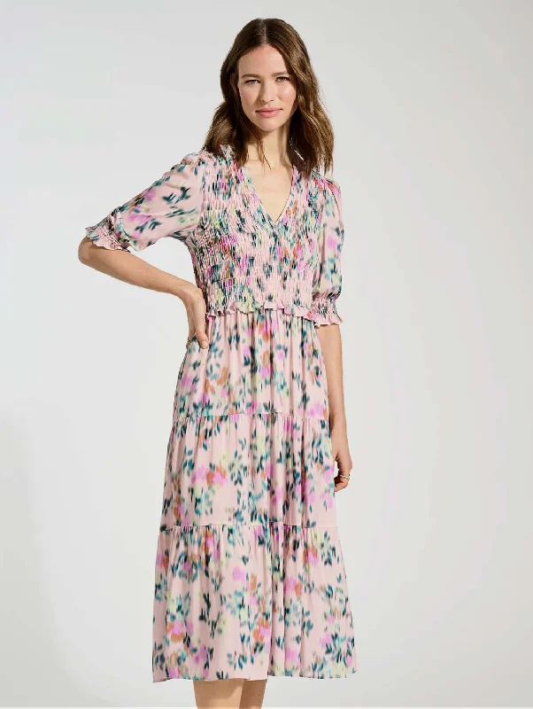 Florence LENZING™ ECOVERO™ Midi Dress | Pink Floral Blur