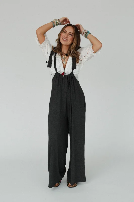 The Nest Forever Relaxed Gathered Jumpsuit - Charcoal