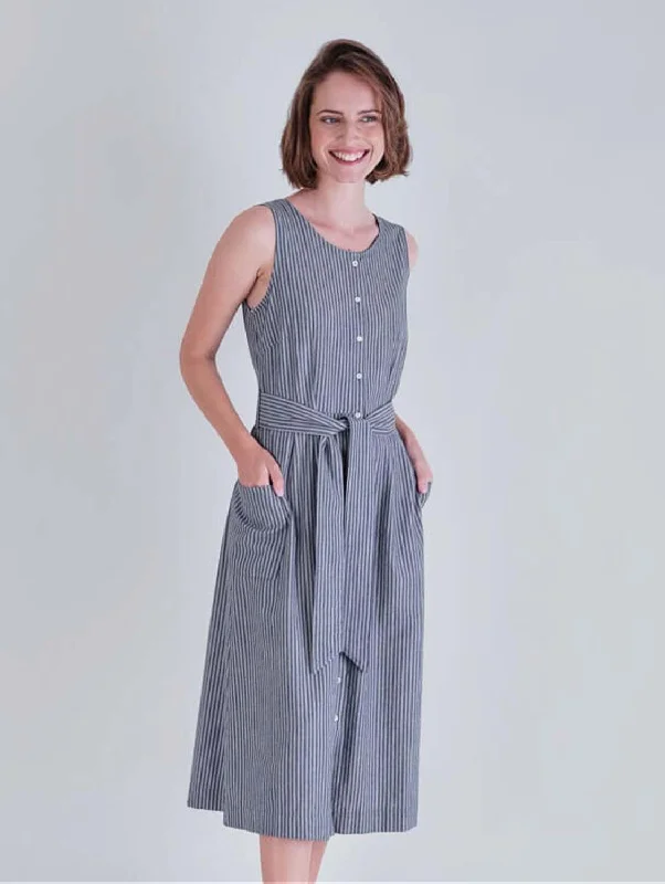 Margot Cotton & Linen Striped Sleeveless Dress | Stripe